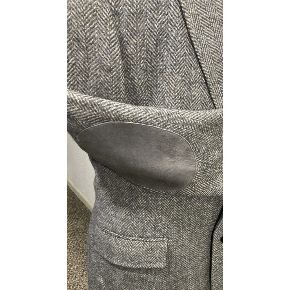 Austin Manor Wool Sport Coat 42S Gray Herringbone Elbow Patch Blazer